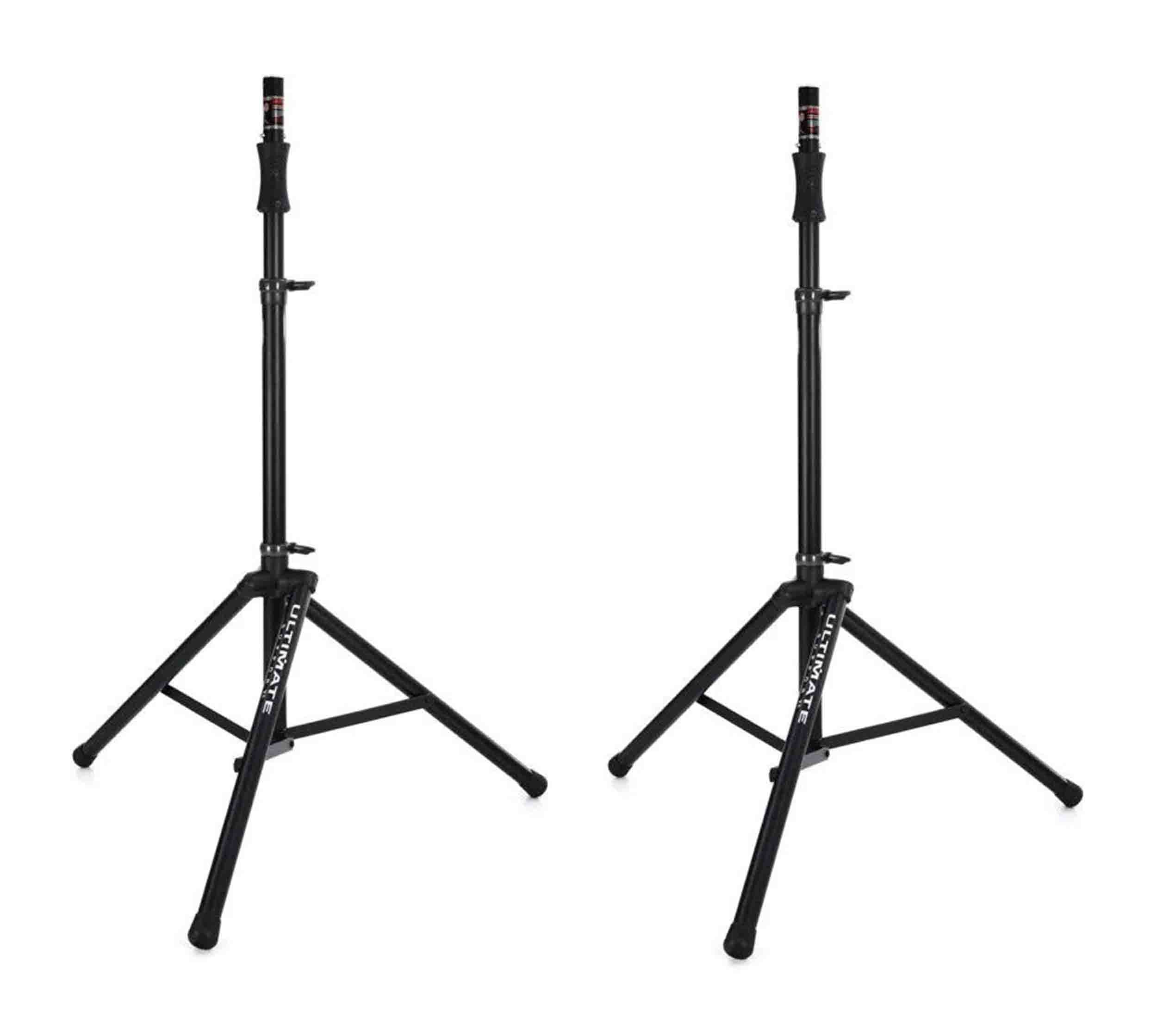 Ultimate Support TS-100B Package Lift-Assist Aluminum Tripod Speaker Stands - 2 Pack - Hollywood DJ