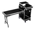 Odyssey FZGS1416WDLX 14U Top Slanted 16U Bottom Vertical Pro Combo Rack with Casters, Side Table, and Glide Platform - Hollywood DJ