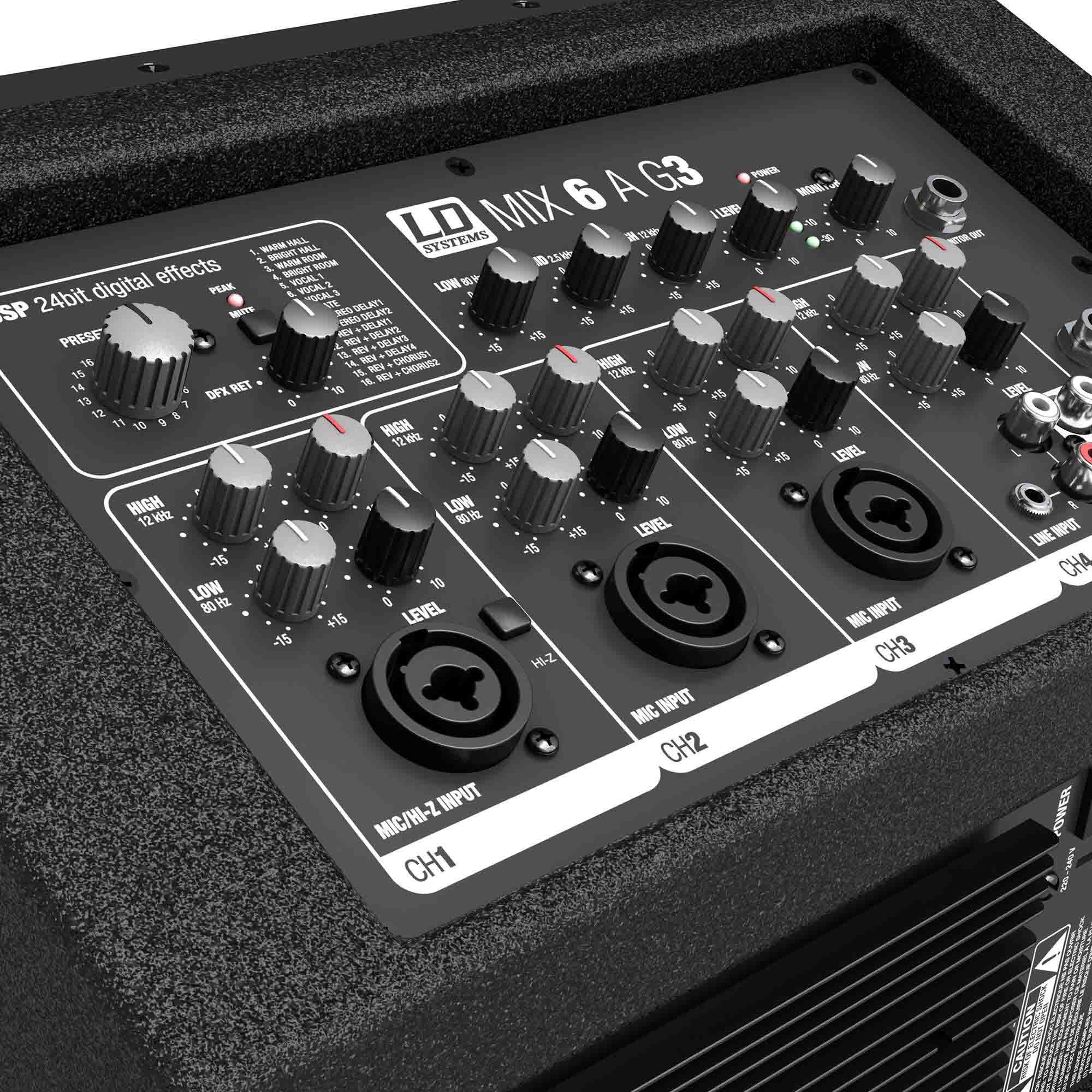 LD Systems MIX 62 A G3 Active 2-Way Loudspeaker with Integrated 4-Channel Mixer - Hollywood DJ
