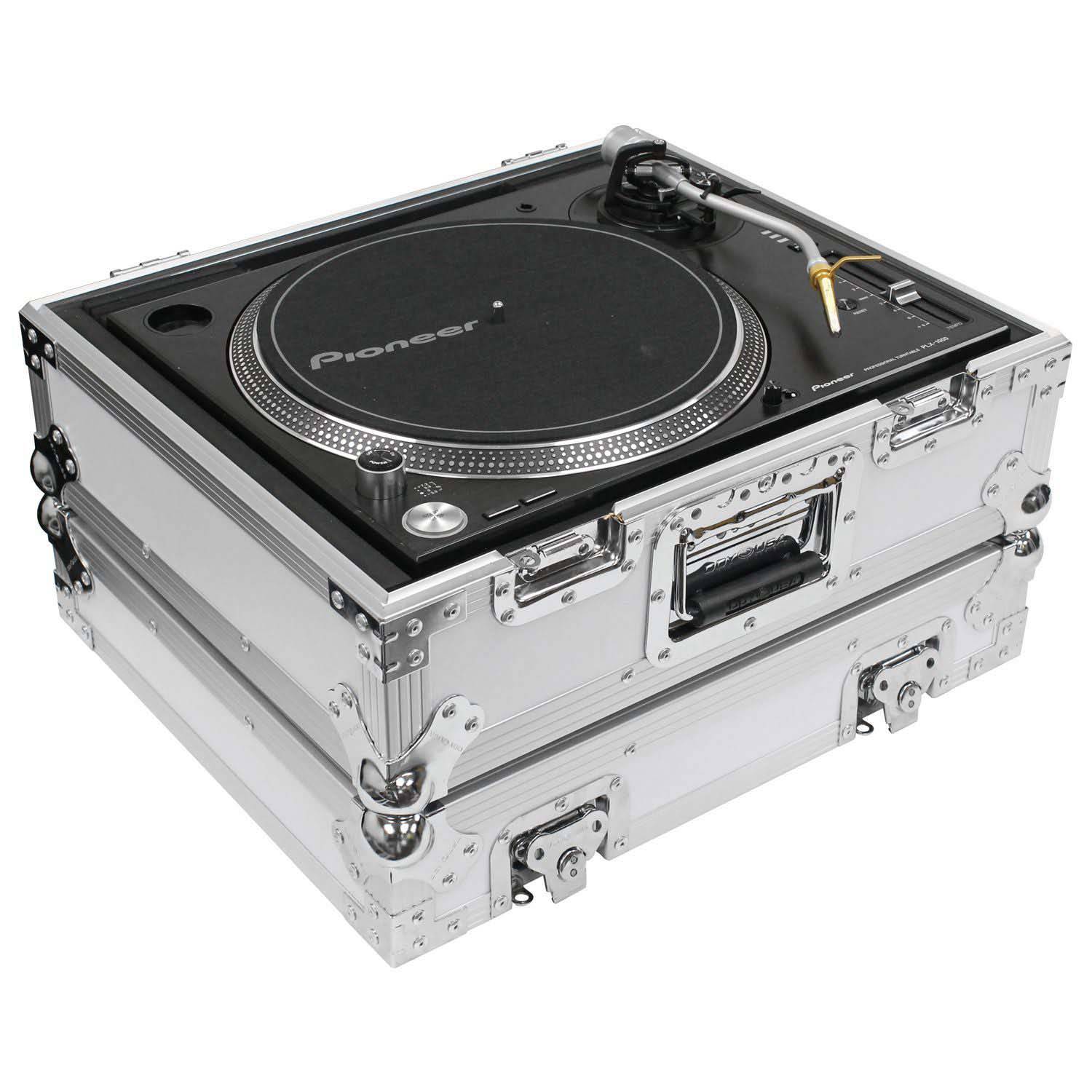 Odyssey FZ1200WT Universal White Turntable Flight Case - Hollywood DJ