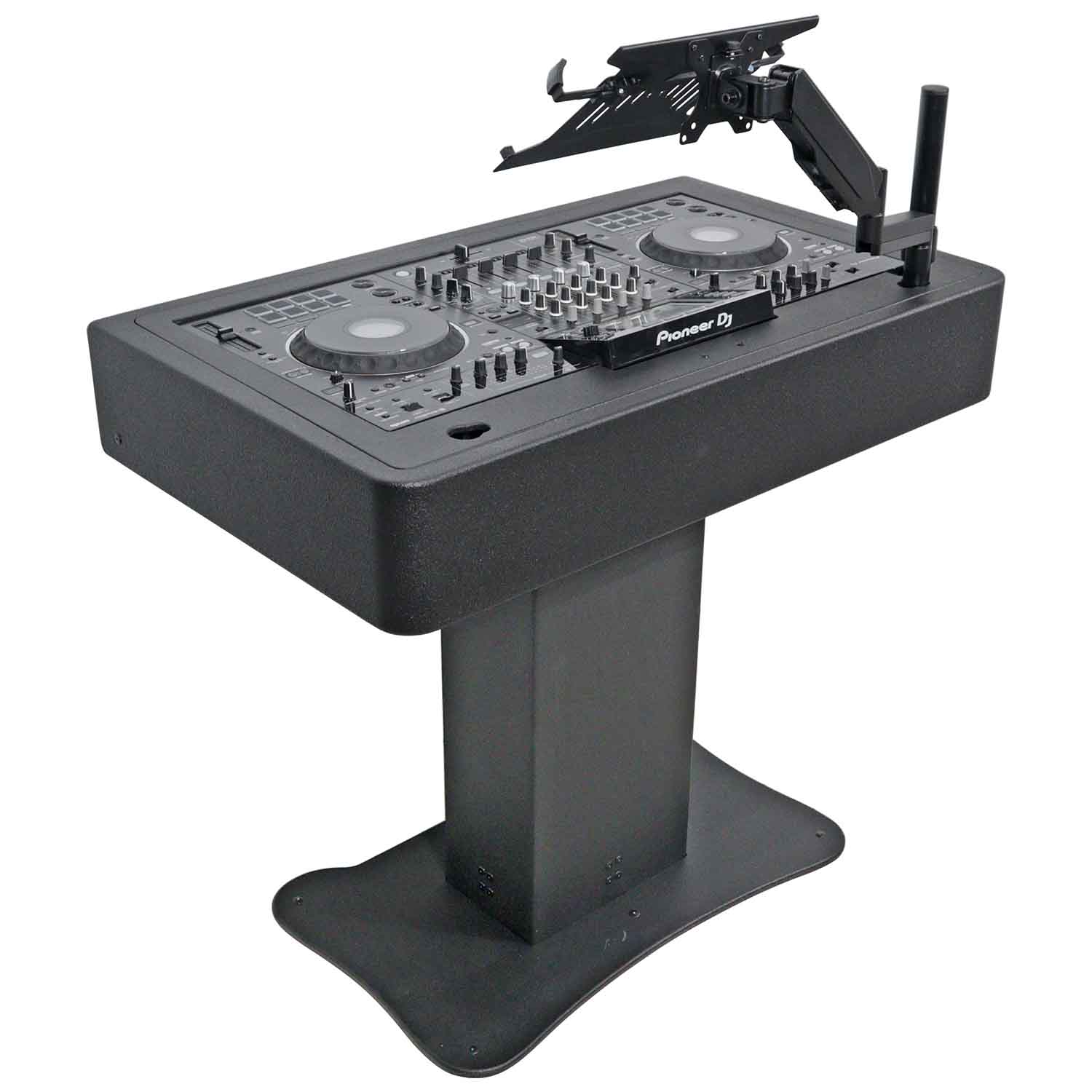 ProX DJCTBL2UCASE Control Tower DJ Stand with 2x 1U Rack, Laptop Arm, and Travel Cases for Pioneer XDJ-XZ, DDJ-1000 SRT, RANE One and SX3 - Black - Hollywood DJ
