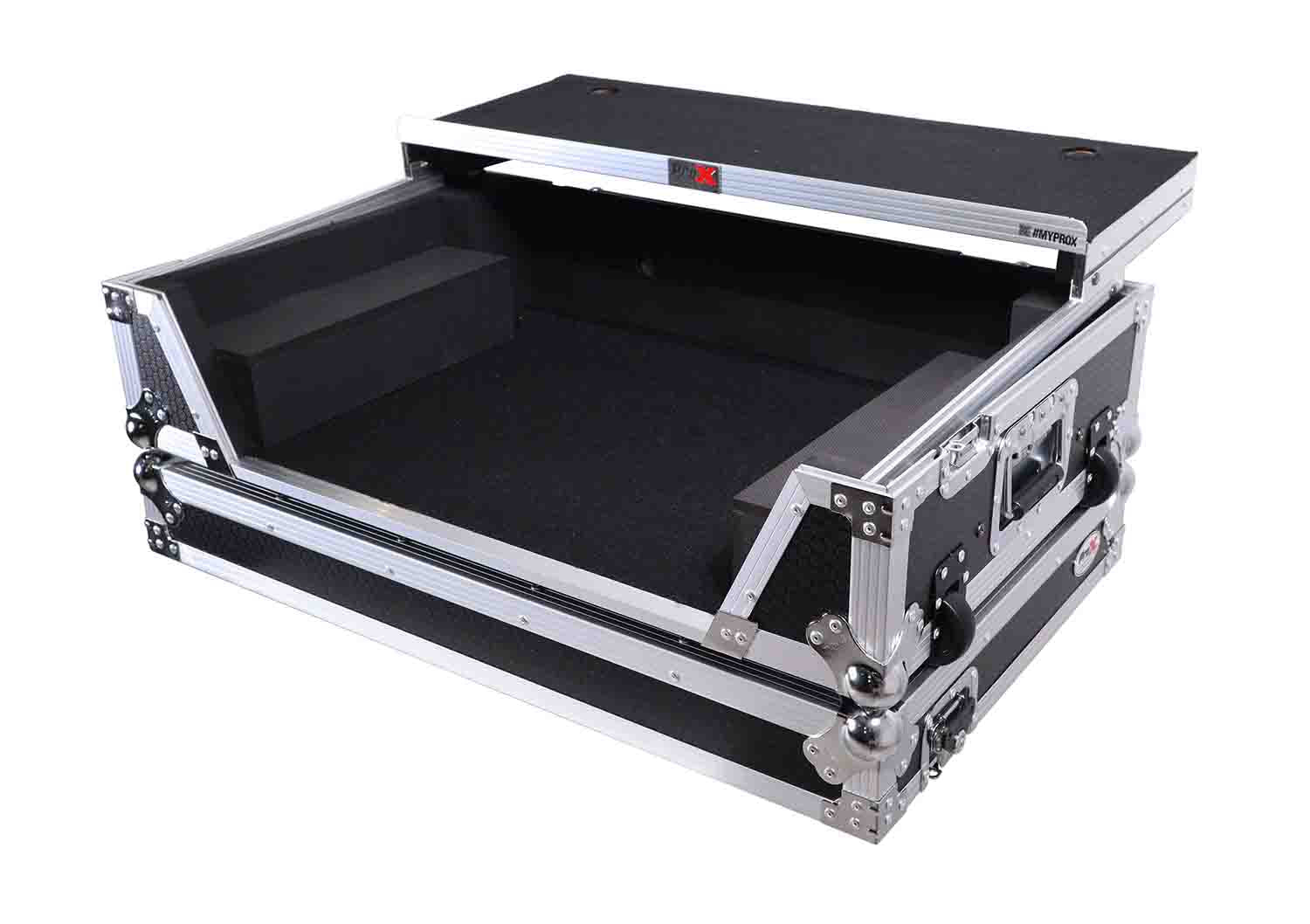 ProX XS-FLX102U WLT Flight Style Road Case for Pioneer DDJ-FLX10 DJ Controller with Laptop Shelf 2U Rack Space Wheels - Hollywood DJ