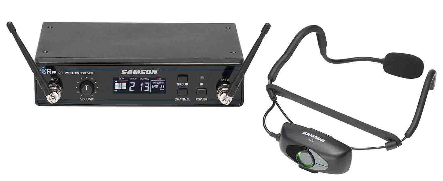 Samson SWC99AH9SQE-D AirLine 99 Wireless Fitness Headset System with Qe Fitness Mic - D Band - Hollywood DJ