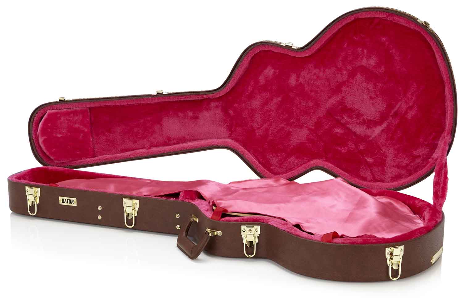 Gator Cases GW-335-BROWN Deluxe Wood Case for Semi-Hollow Guitars - Brown - Hollywood DJ