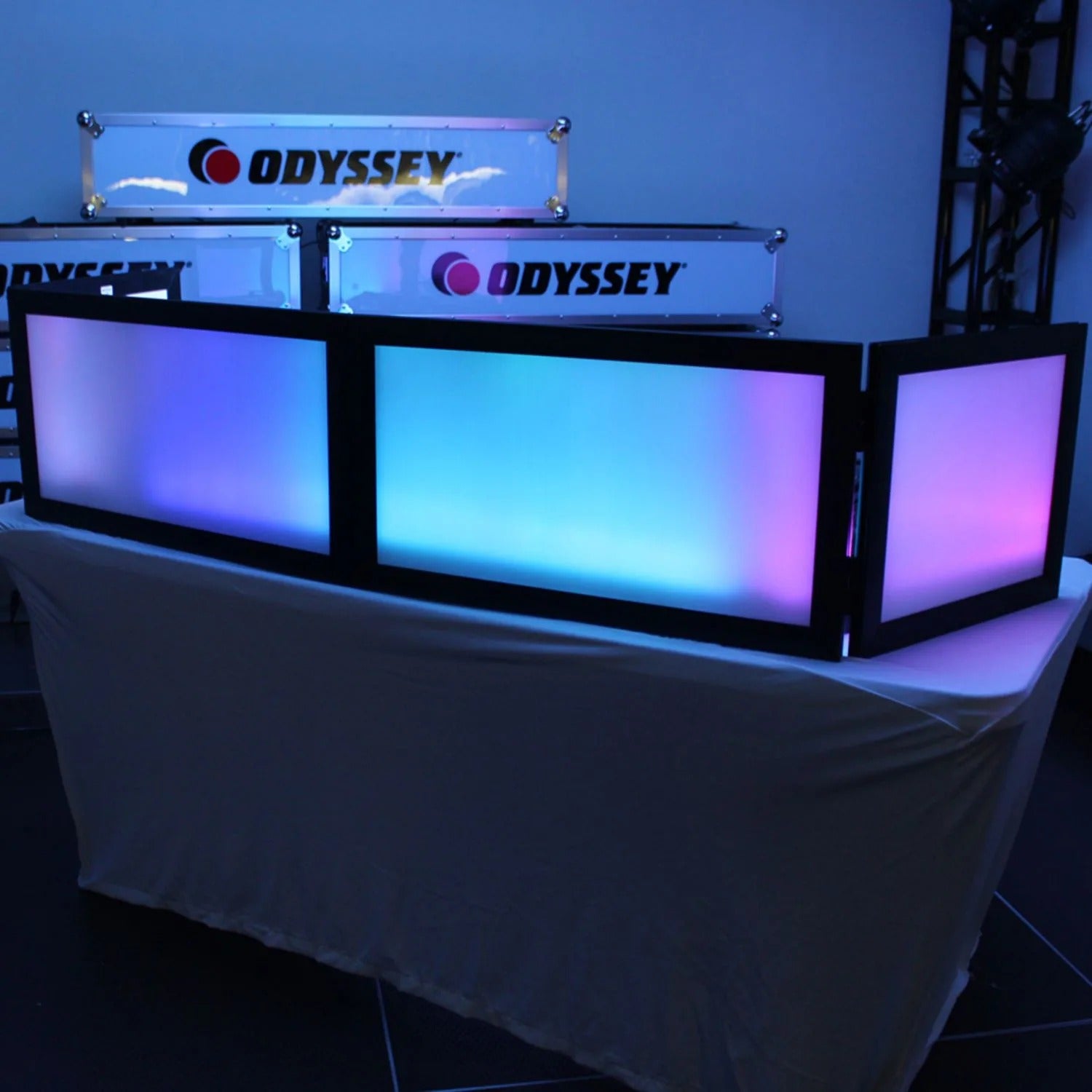 B-Stock: Odyssey SWFTT5816B, 58 X 16 Inches White Pro DJ Facade With Black Frame - Hollywood DJ