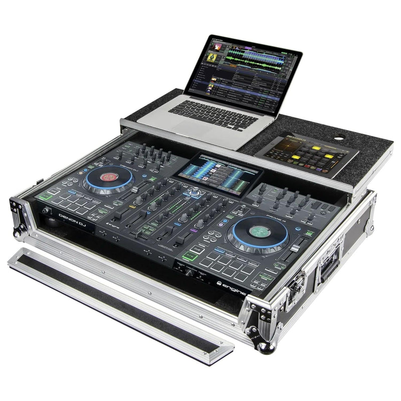 ODYSSEY FZGSPRIME4, Denon Prime 4 Flight Case With Glide Platform - Hollywood DJ