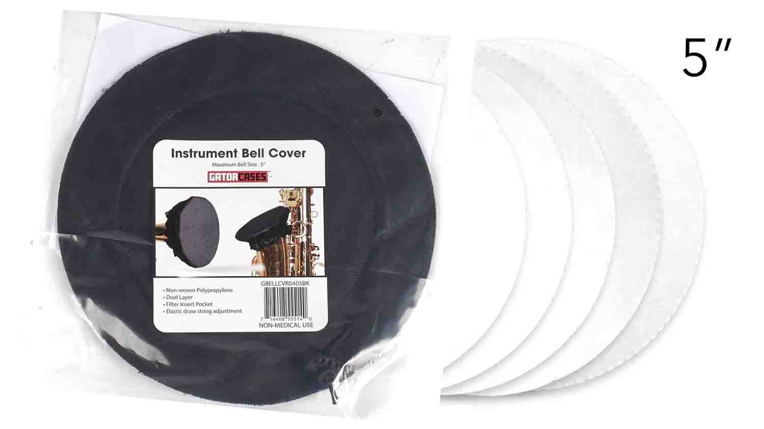Gator Cases GBELLCVR0405FILTER 5" MERV 13 Filters for Wind Instrument Bell Cover - 5 Pack - Hollywood DJ