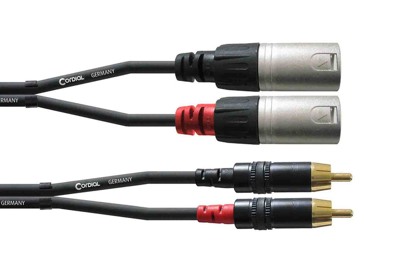Cordial CFU MC, Twin Cable XLR Male to Cinch - Hollywood DJ