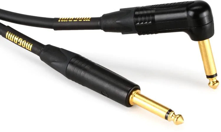Mogami GOLD INSTRUMENT-10R, Straight to Right Angle Instrument Cable - 10 Foot - Hollywood DJ