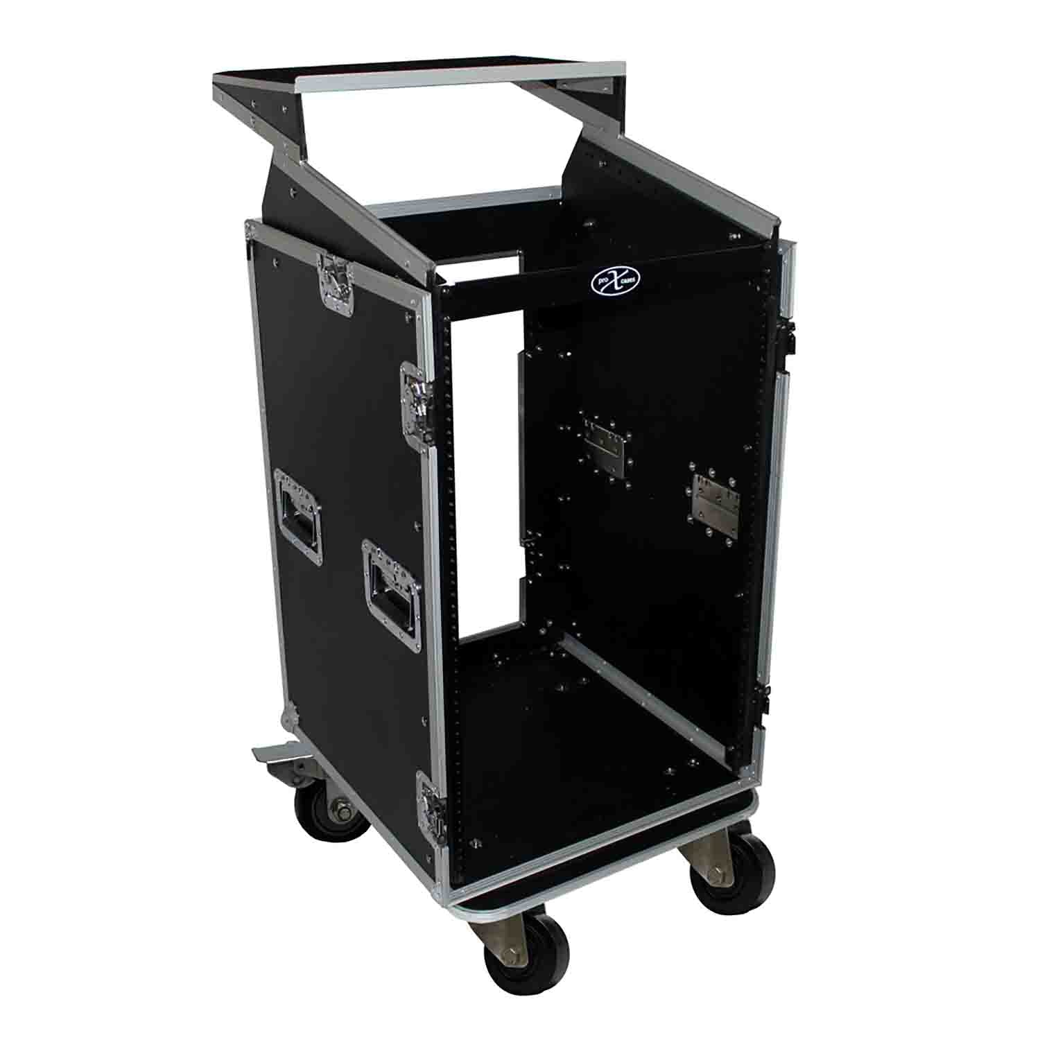 ProX T-18MRLT, 18U Rack x 10U Top Mixer DJ Combo Flight Case with Laptop Shelf - Hollywood DJ