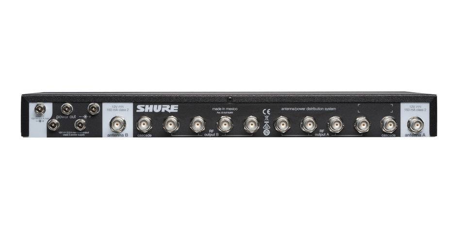Shure UA844+SWB: Five-way active antenna splitter and power distribution system for QLX-D, ULX, ULX-D, SLX, and BLX (BLX4R only) receivers. (470-952 MHz) - Hollywood DJ