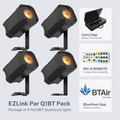 Chauvet DJ EZLink Par Q1BT Pack, Bundle of 4 EZLink Par Q1BT Fixtures and 1 IRC-6 Remote - Hollywood DJ