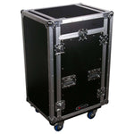 Odyssey FZ1116WDLX 11U Top Slanted 16U Vertical Pro Combo Rack with Side Table and Casters - Hollywood DJ