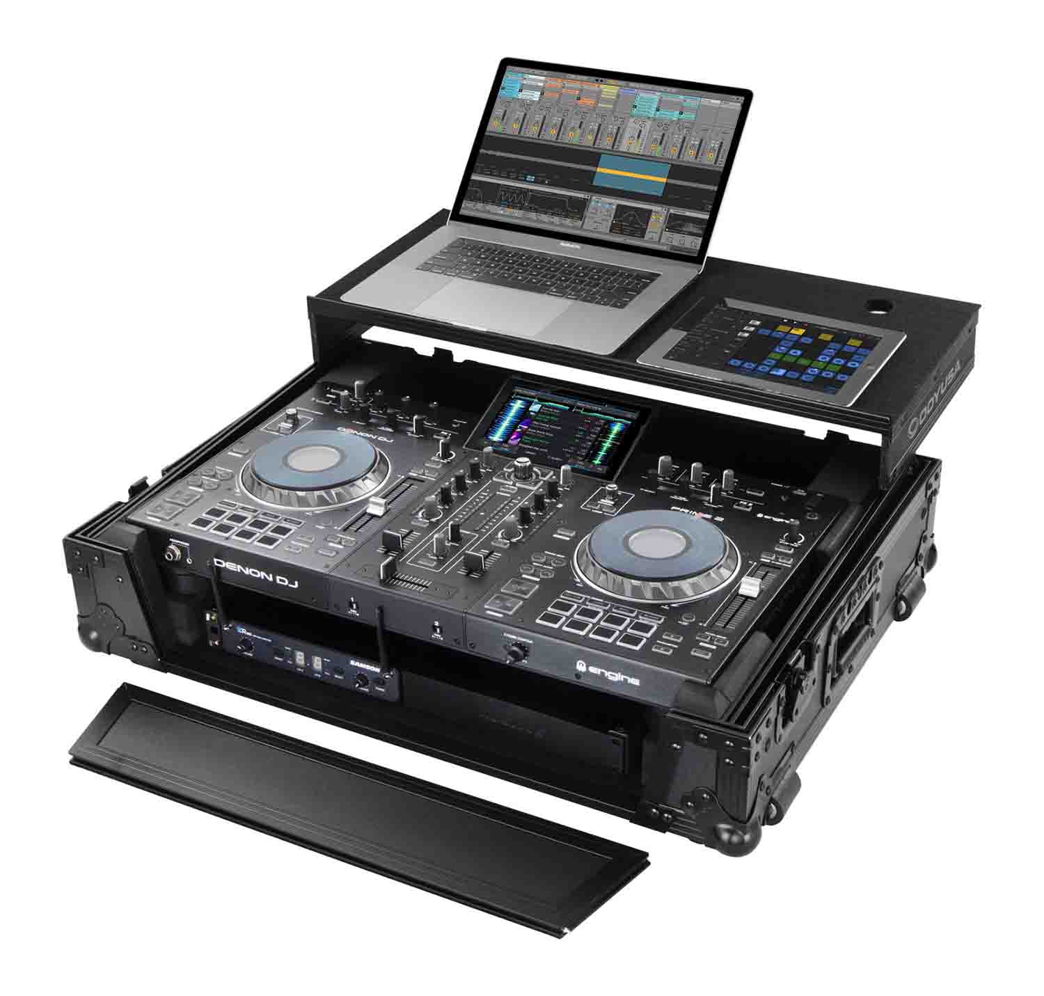 Odyssey FZGSPRIME2BL Denon Prime 2 Glide Style Black Flight Case - Hollywood DJ