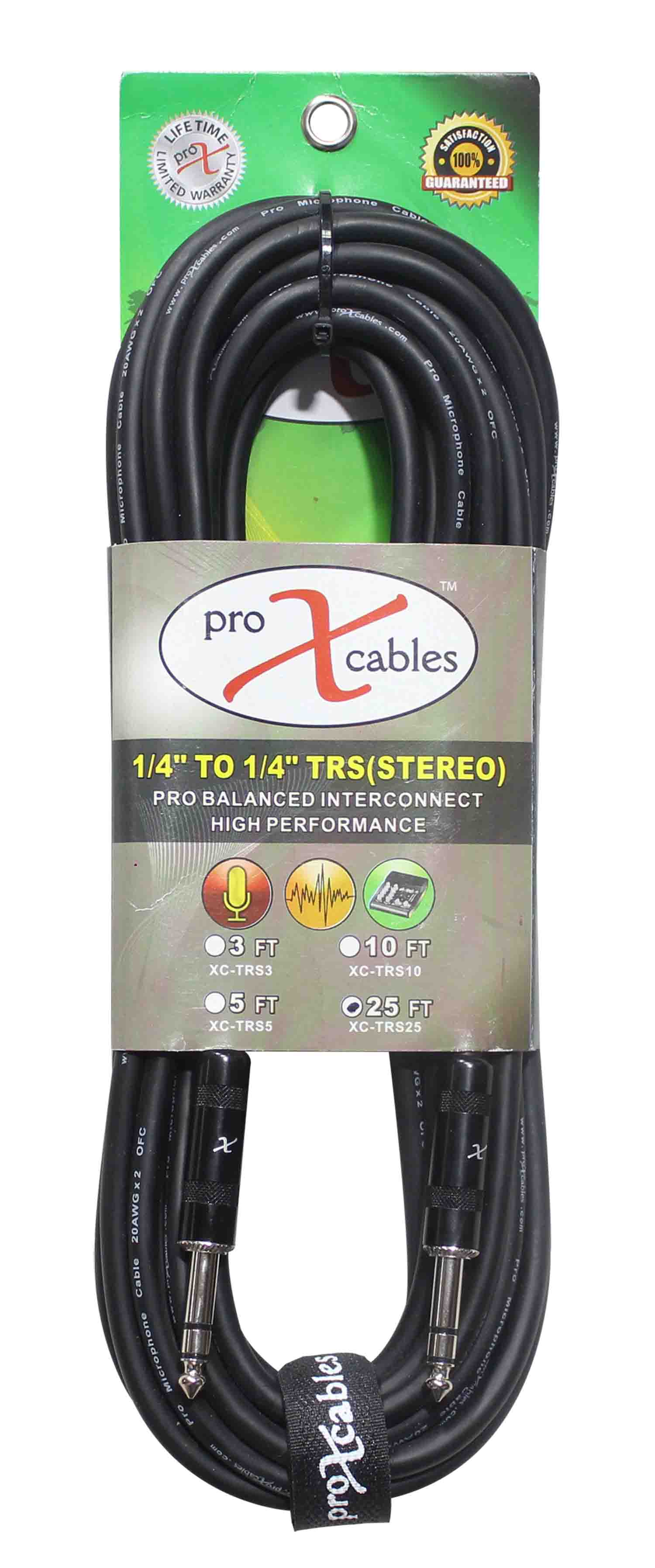 Prox XC-TRS25 Balanced 1/4" TRS-M to TRS-M High Performance Audio Cable - 25 Feet - Hollywood DJ