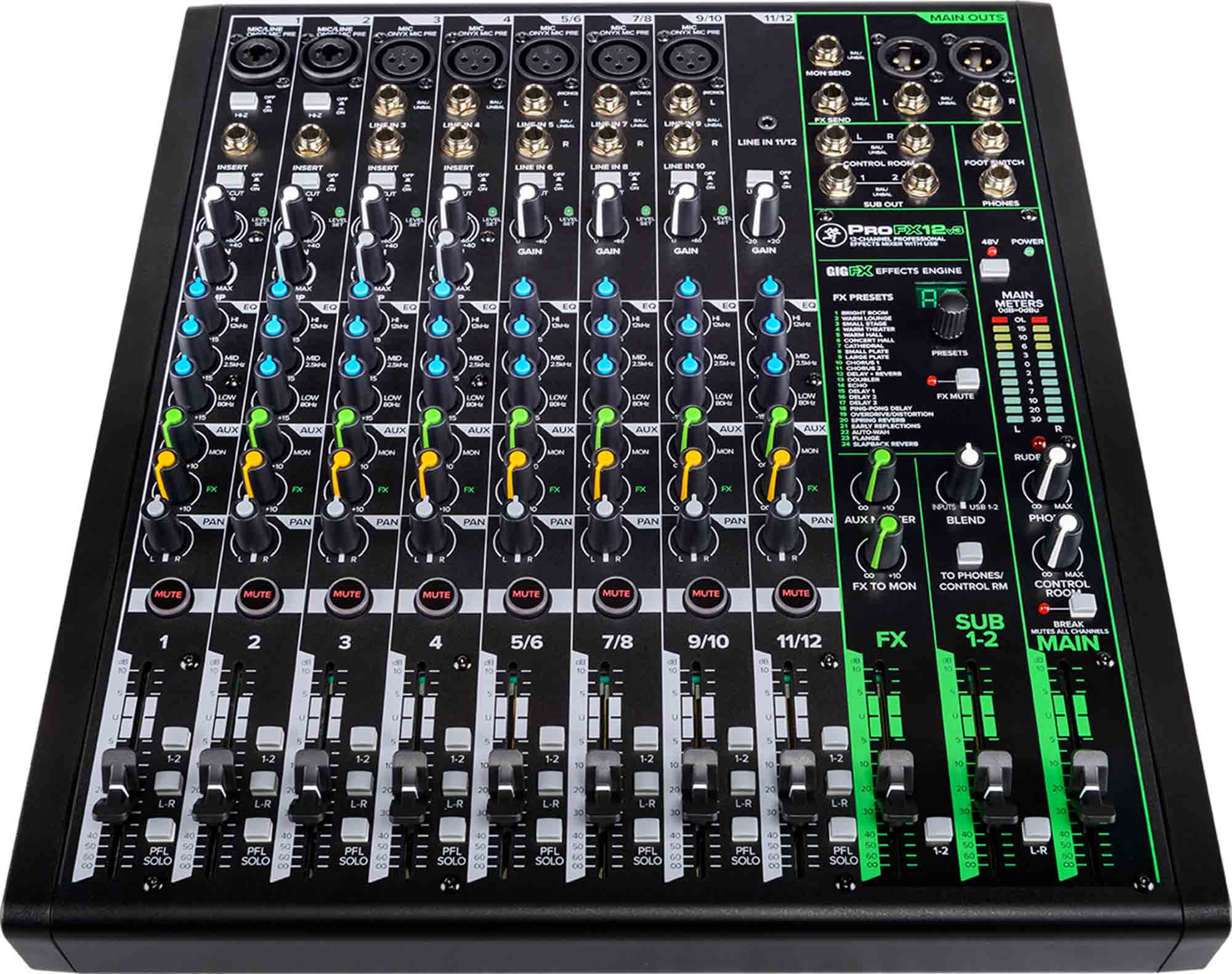 Mackie ProFX12v3, 12-Channel Professional Effects Mixer with Built-In FX - Hollywood DJ