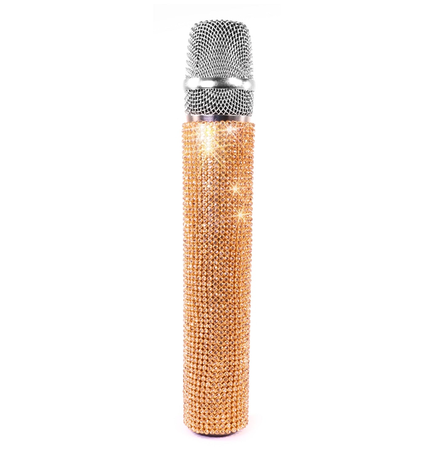 MicFX 7002 Light Gold Diamond AAA-Grade Crystal Microphone Sleeve - Hollywood DJ