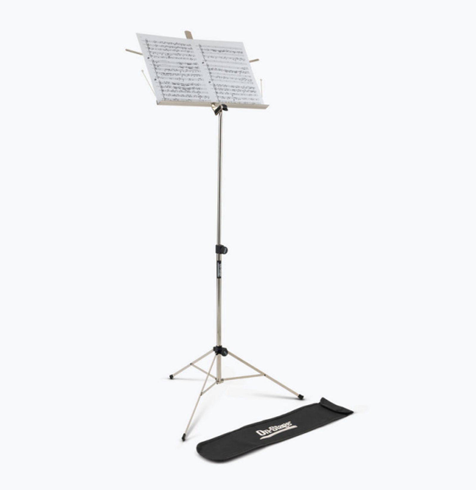 Onstage SM7122NB, Compact Sheet Music Stand with Bag - Nickel On-Stage
