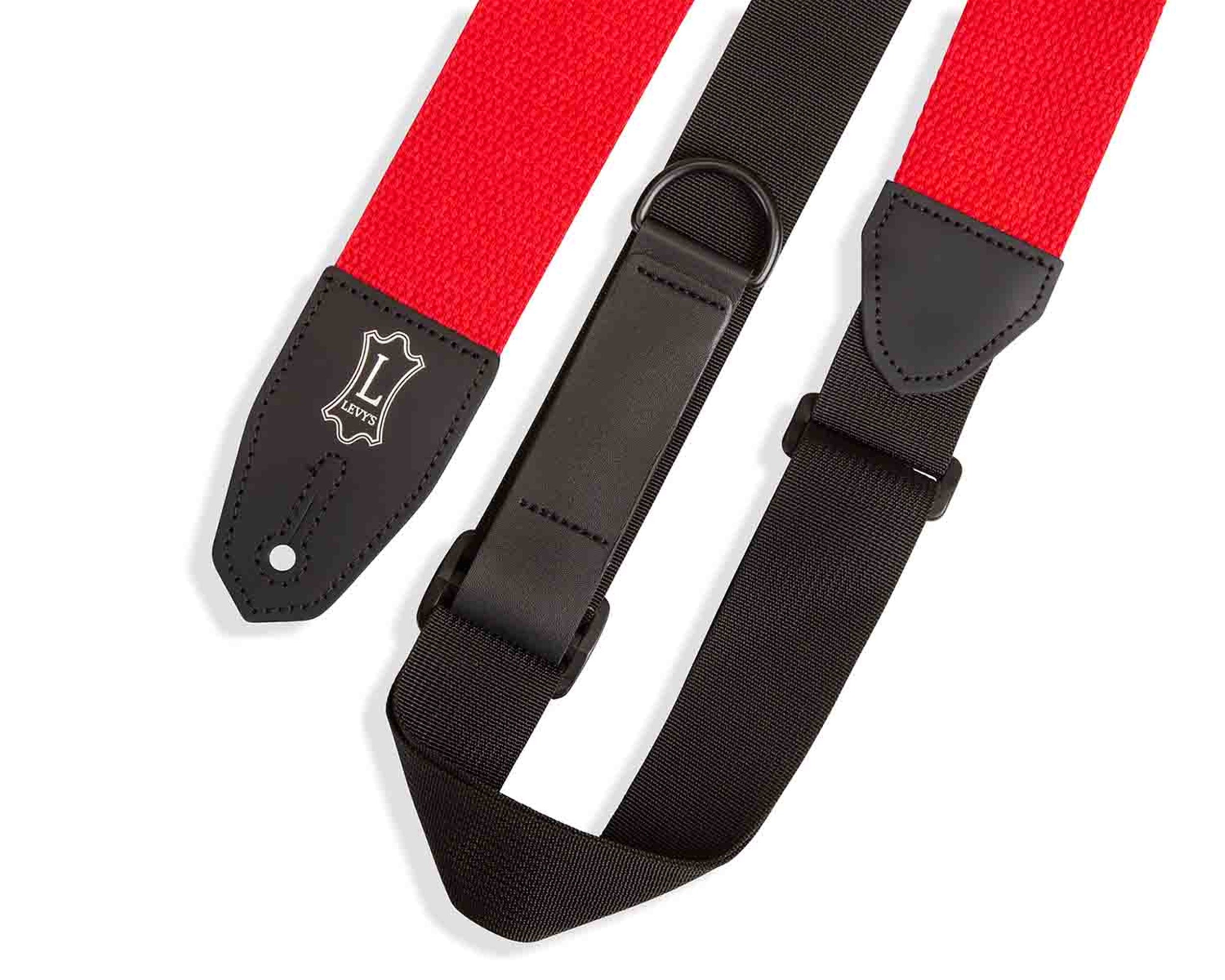 Levy's Leathers MRHC-RED 2” Right Height Cotton Leather Guitar Strap - Red - Hollywood DJ