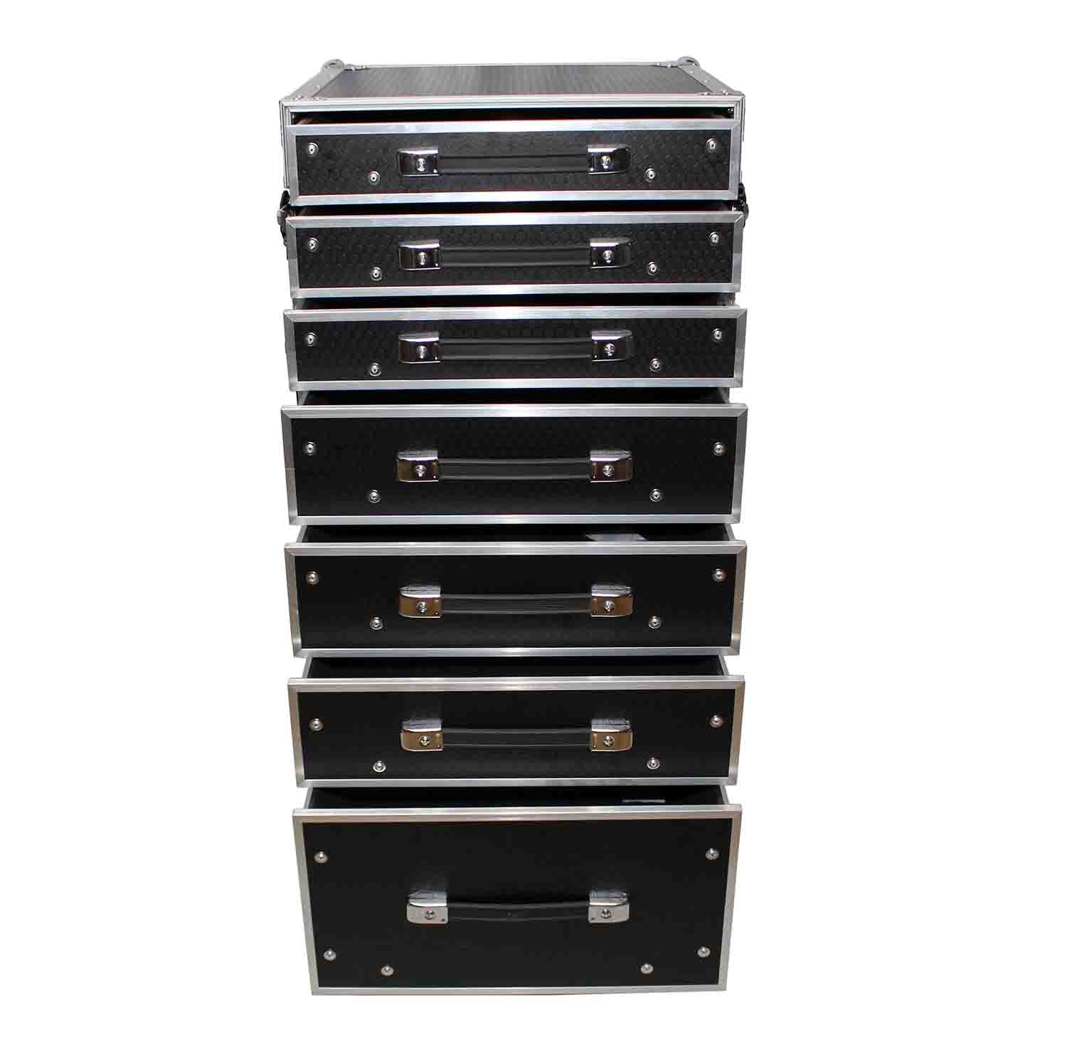 ProX XS-7DTW, 7 Drawer Workstation Case with Folding Lid Side Table on Wheels - Hollywood DJ
