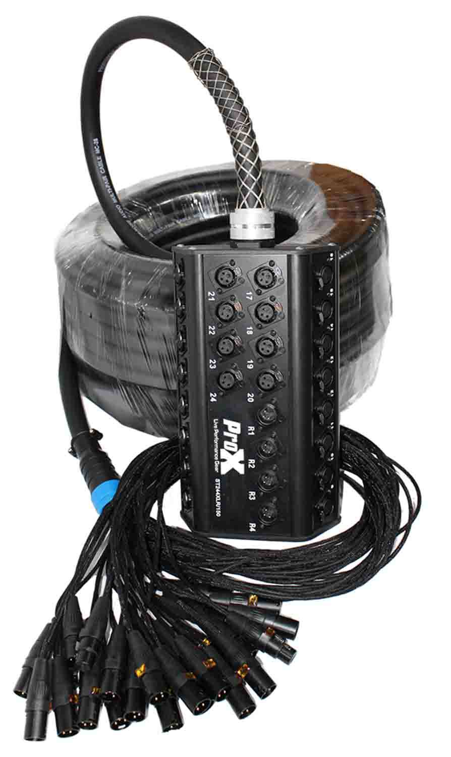 Prox XC-SB244XLR150 Stage Box Snake 24 XLR-F Input 4 XLR-M Return - 150 Feet - Hollywood DJ
