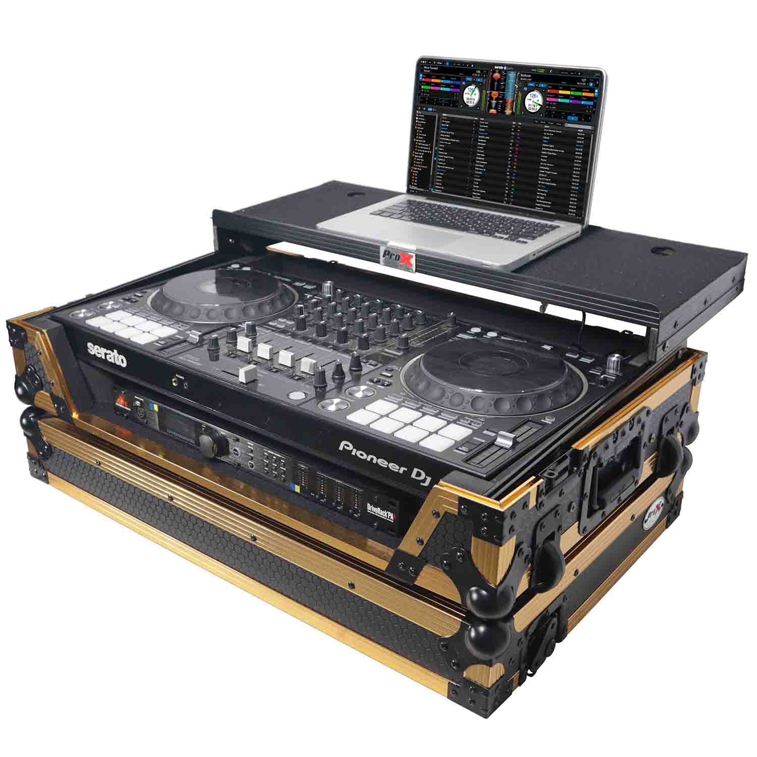 B-Stock: ProX XS-DDJ1000 WLT FGLD DJ Flight Case for Pioneer DDJ-1000 SRT SX3 with Laptop Shelf and Wheels - Hollywood DJ