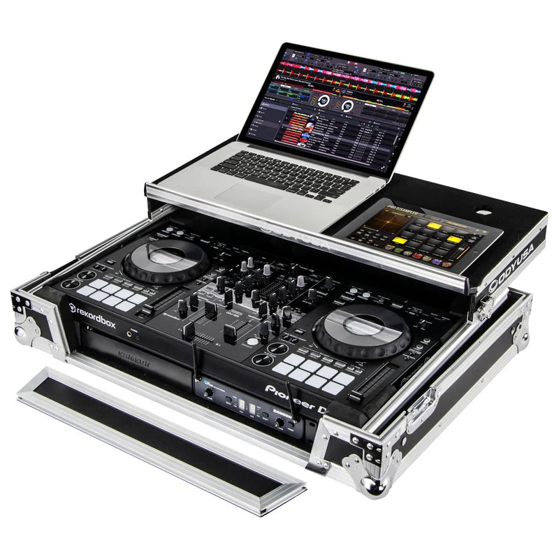 Odyssey FZGSPIDDJ8001, Pioneer DDJ-800 Flight Case With Bottom 1U Rack Space And Glide Platform - Hollywood DJ