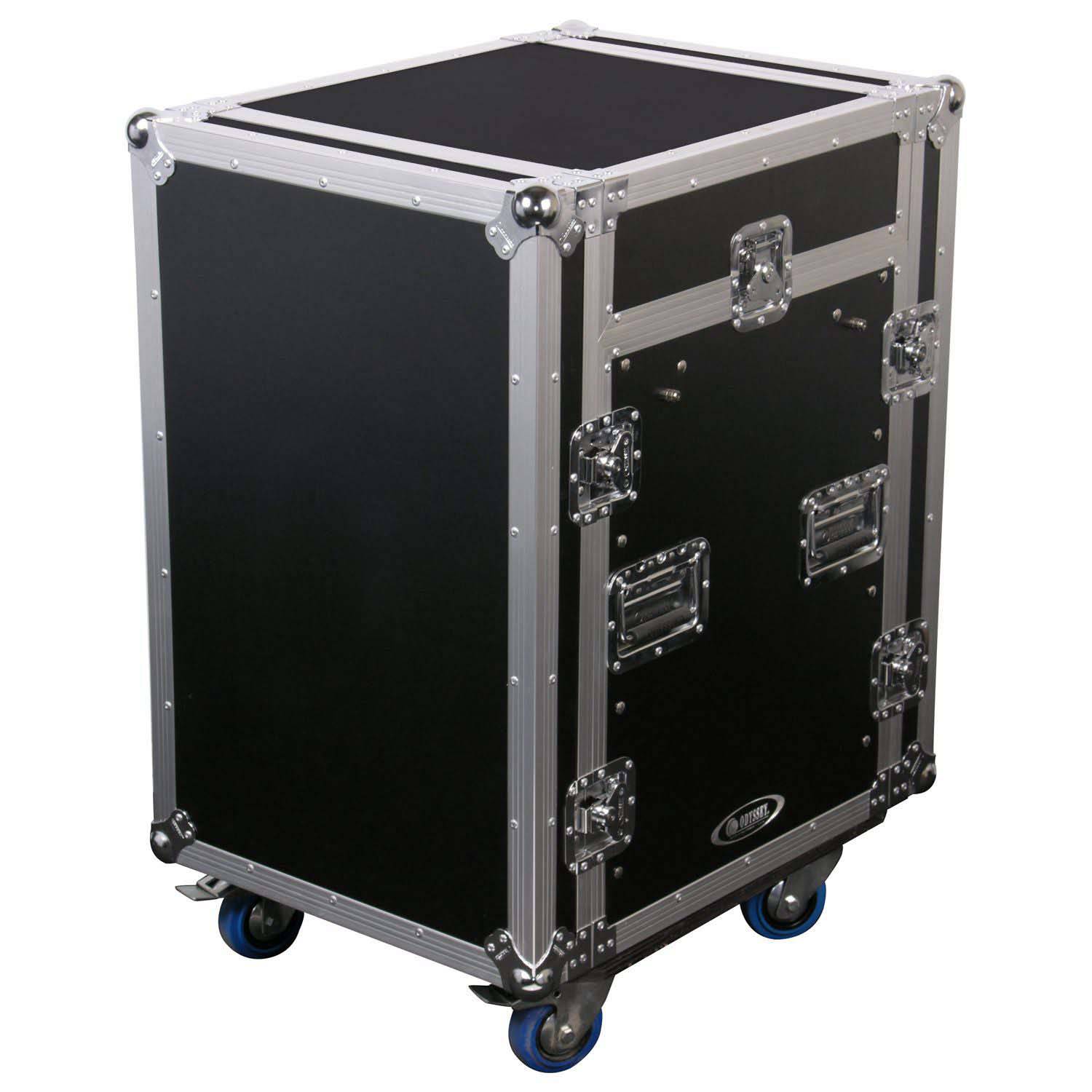 Odyssey FZ1112W 11U Top Slanted 12U Vertical Pro Combo Rack with Casters - Hollywood DJ