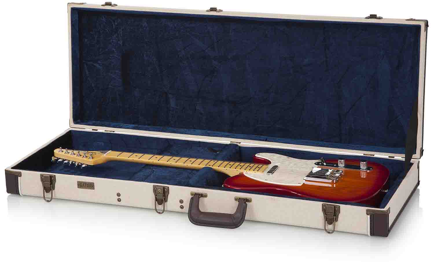 Gator Cases GW-JM ELEC Deluxe Wood Case for Standard Electric Guitars - Journeyman Burlap Exterior - Hollywood DJ
