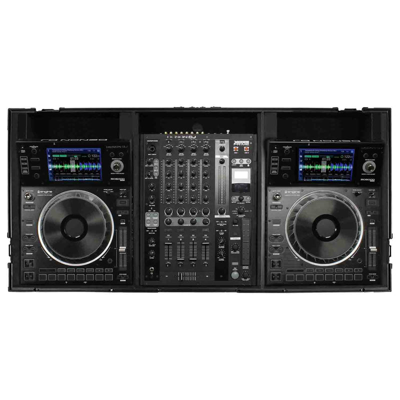 Odyssey FZ12CDJWXD2BL Coffin Flight Case For 12″ Format DJ Mixer and Two Large Format Media Players Odyssey