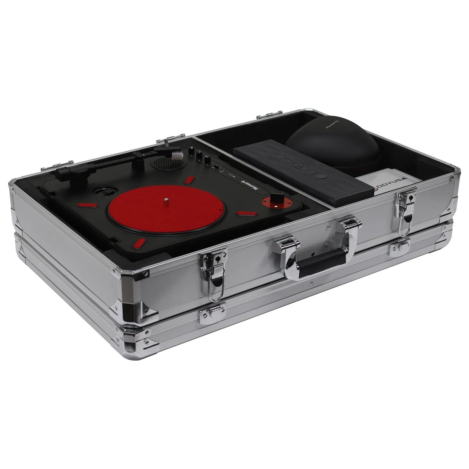 Open Box: Odyssey KPT01SCSIL Portablist DJ Case for Numark PT01 with Side Compartment - Silver - Hollywood DJ