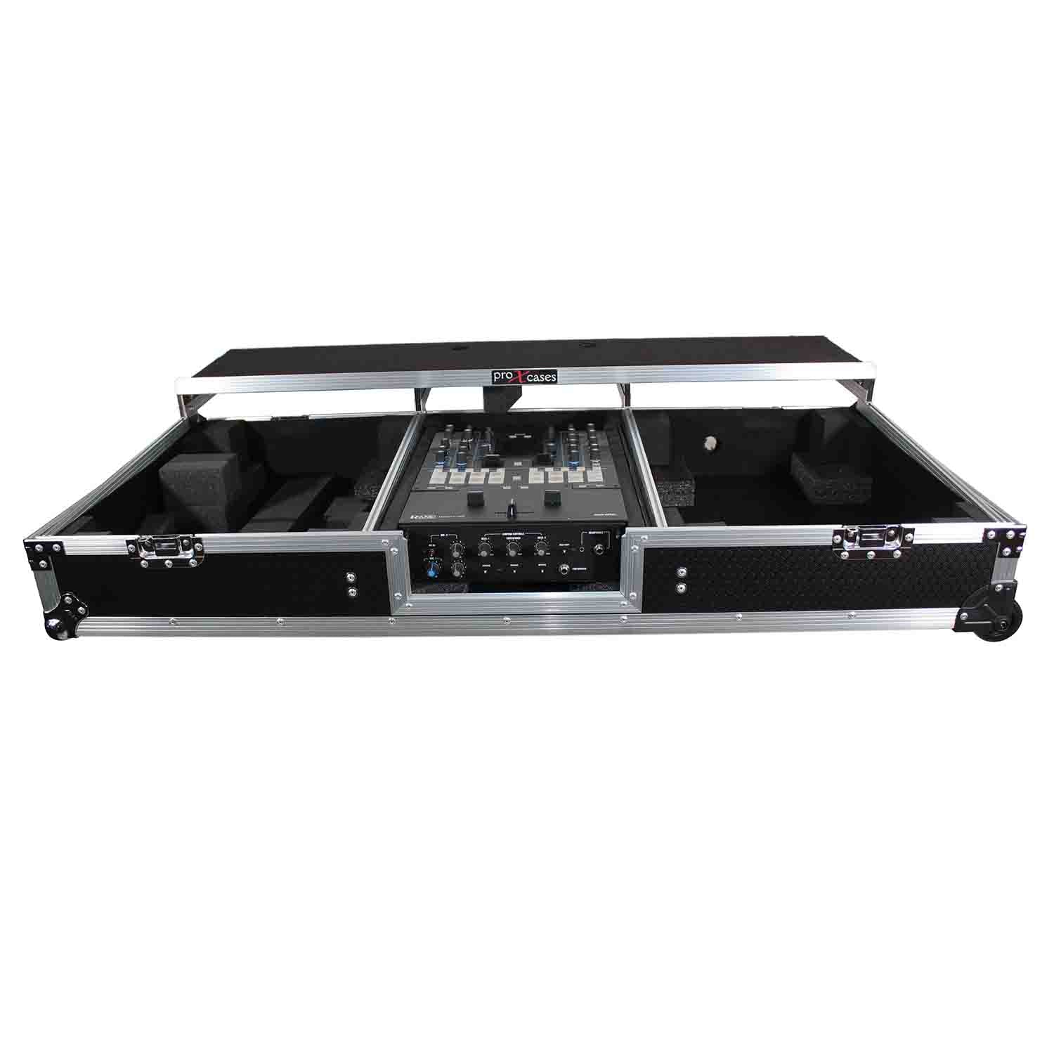 ProX XS-TMC1012-WLTF-BTL DJ Flight Coffin Case For Rane 72 Mixer and 2 Turntables in Battle Mode With Laptop Shelf - Hollywood DJ