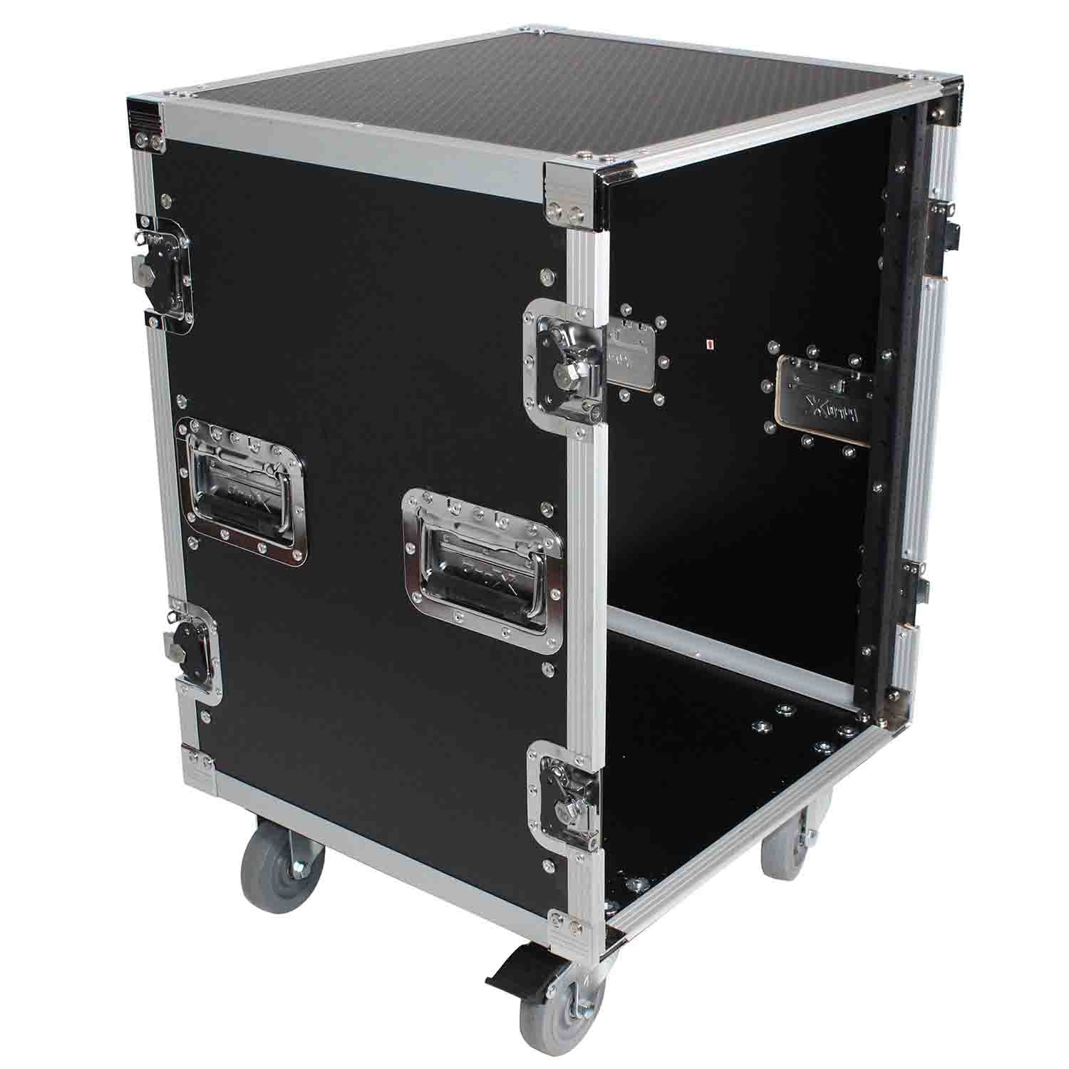 ProX XS-14R18W, 14U Space Amp Rack Mount ATA Flight Case 18 Inch Depth with Casters - Hollywood DJ