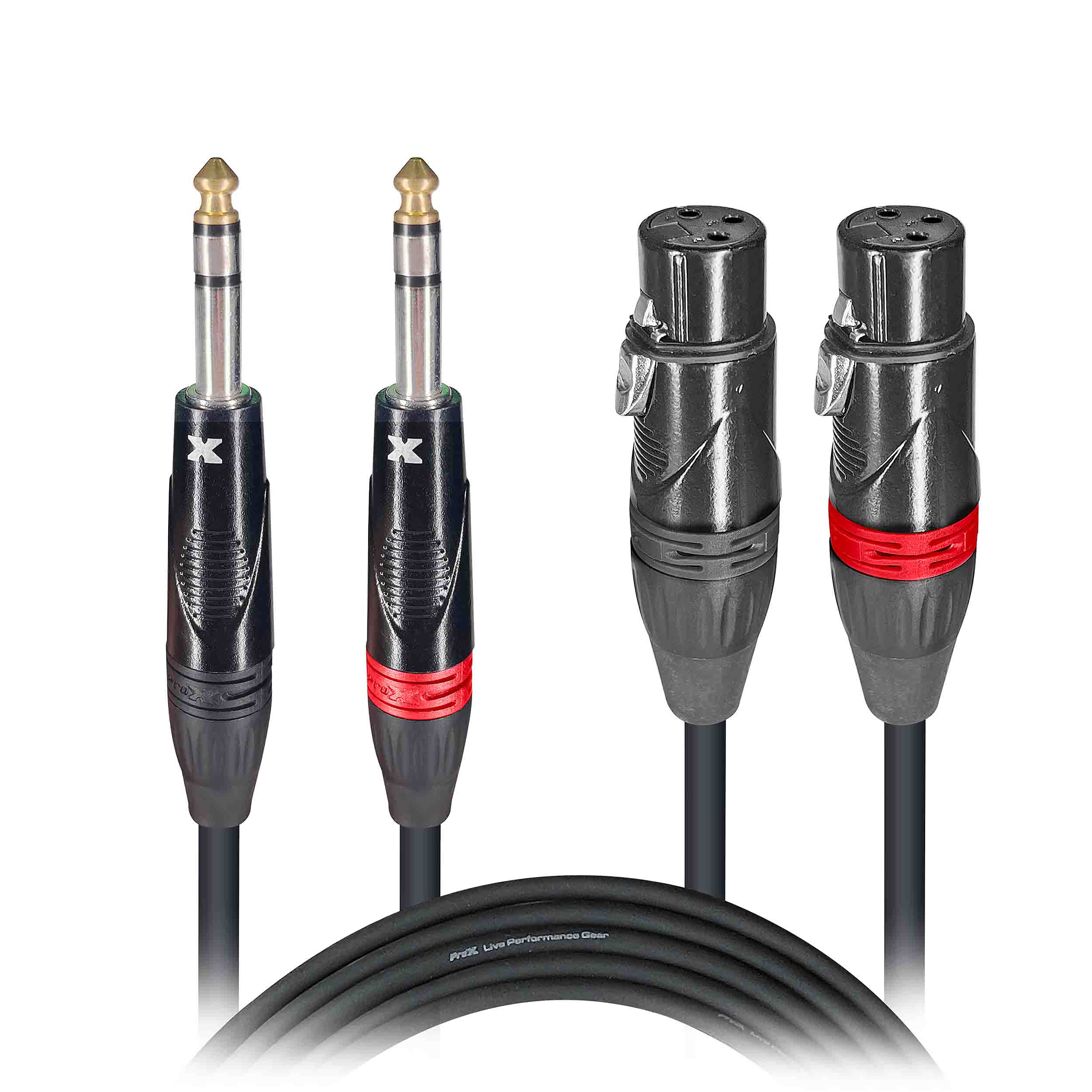 Prox XC-DSXF03 Balanced Dual 1/4" TRS-M to Dual XLR3-F High Performance Audio Cable - 3 Feet by ProX Cases