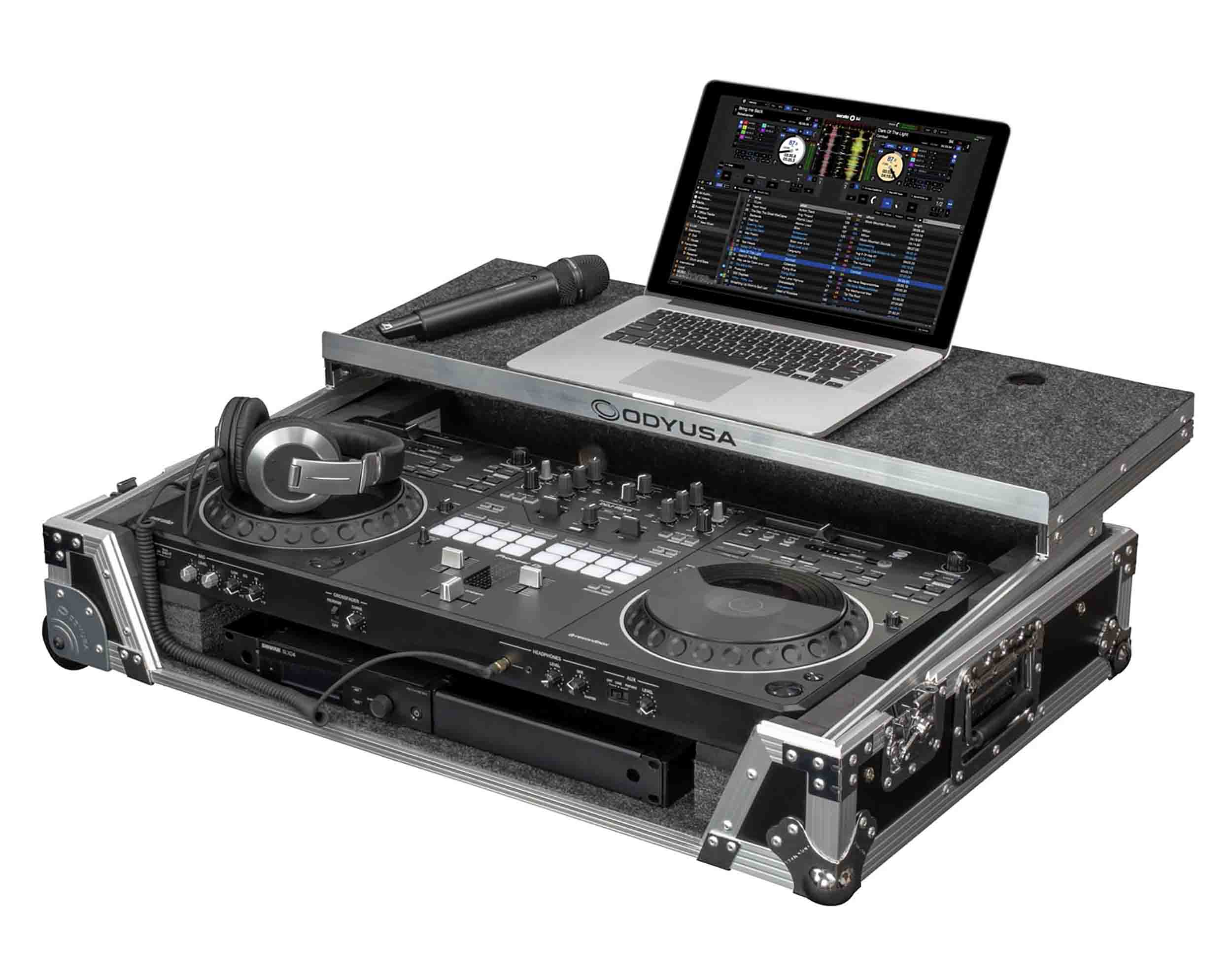 Odyssey FRDDJREV5GPW1U, 1U Case with Wheels for Pioneer DDJ-REV5 and Laptop Platform - Hollywood DJ