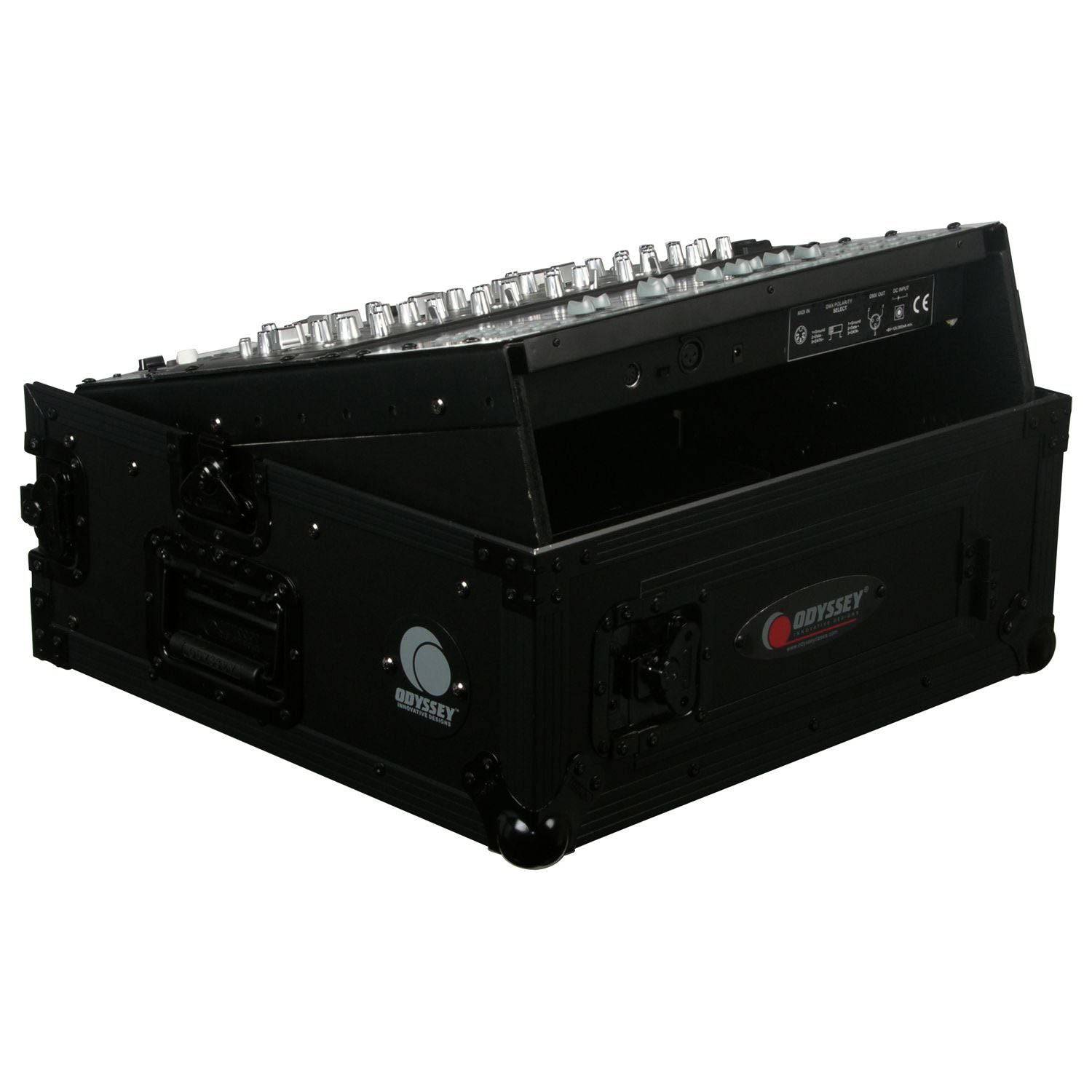 Odyssey FZ1002BL 10U Top Slanted 2U Vertical Pro Combo Rack - Black - Hollywood DJ