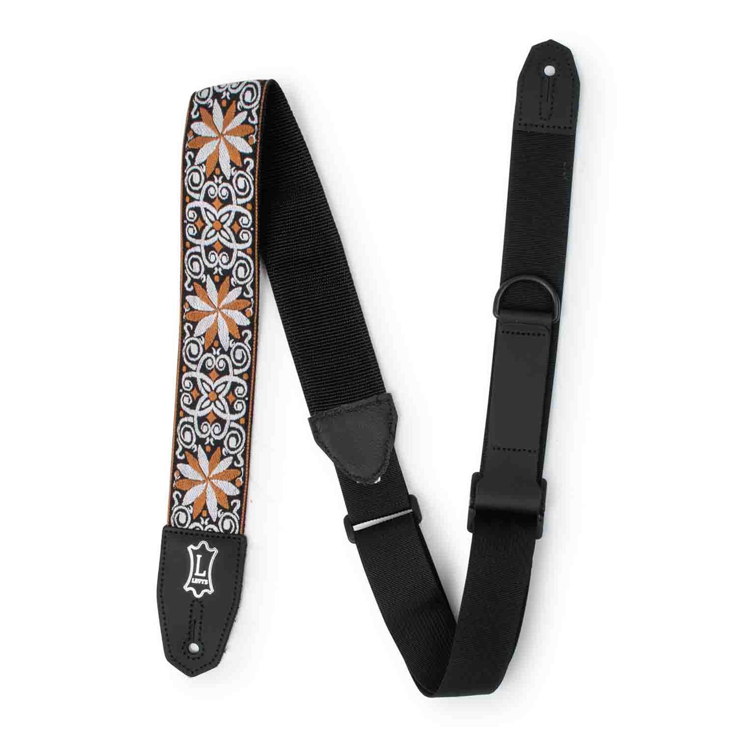 Levy's Leathers MRHHT-13 Floral Right Height Guitar Strap - Yellow and White - Hollywood DJ