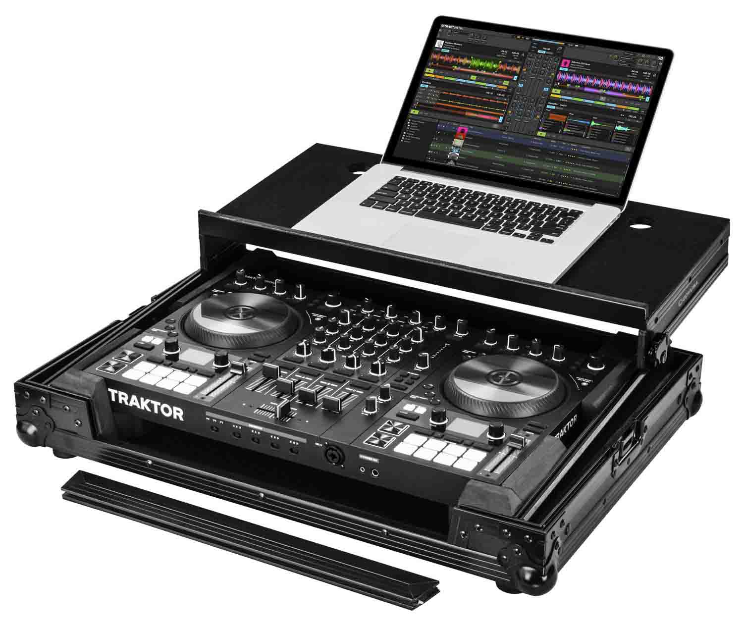 Open Box: Odyssey FZGSTKS4MK3BL DJ Flight Case for Black Native Instruments Traktor Kontrol S4 MK3 with Glide Platform - Hollywood DJ