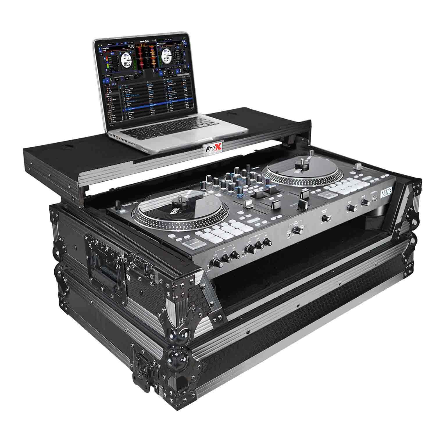 B-Stock: ProX XS-RANEONE WLTBL DJ Flight Case for RANE ONE DJ Controller with Sliding Laptop Shelf & Wheels - Black on Black - Hollywood DJ