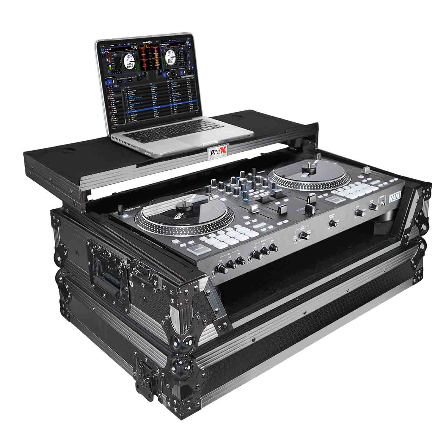 ProX XS-RANEONE WLTBL DJ Flight Case for RANE ONE DJ Controller with Sliding Laptop Shelf & Wheels - Black on Black - Hollywood DJ