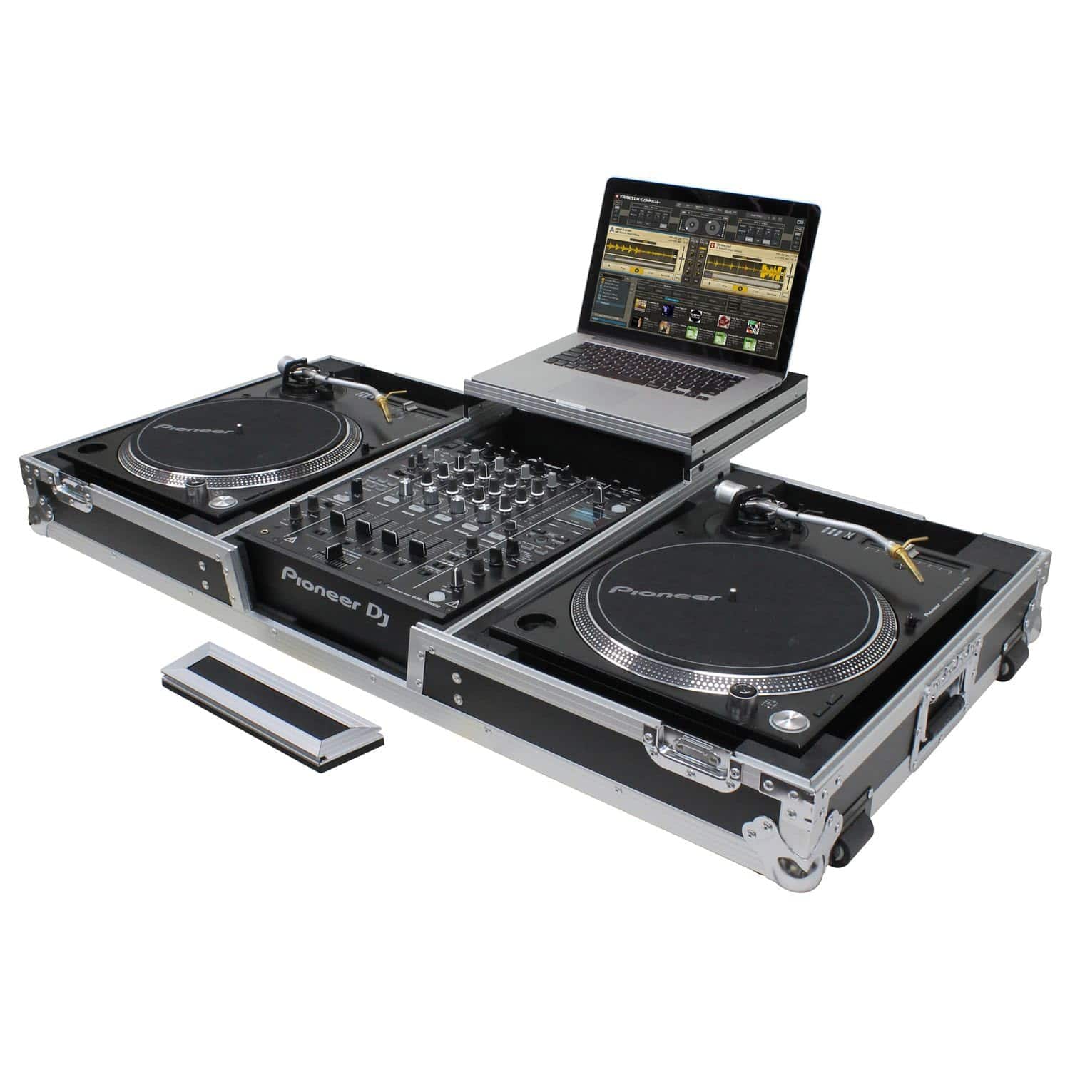 Odyssey FZGSLBM12WR DJ Flight Coffin Case for 12″ Format DJ Mixer and Two Battle Position Turntables - Hollywood DJ