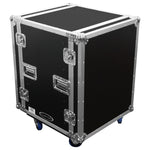 Odyssey FZS14W, 14U Shock Mount Rack Flight Case with Wheels - Hollywood DJ