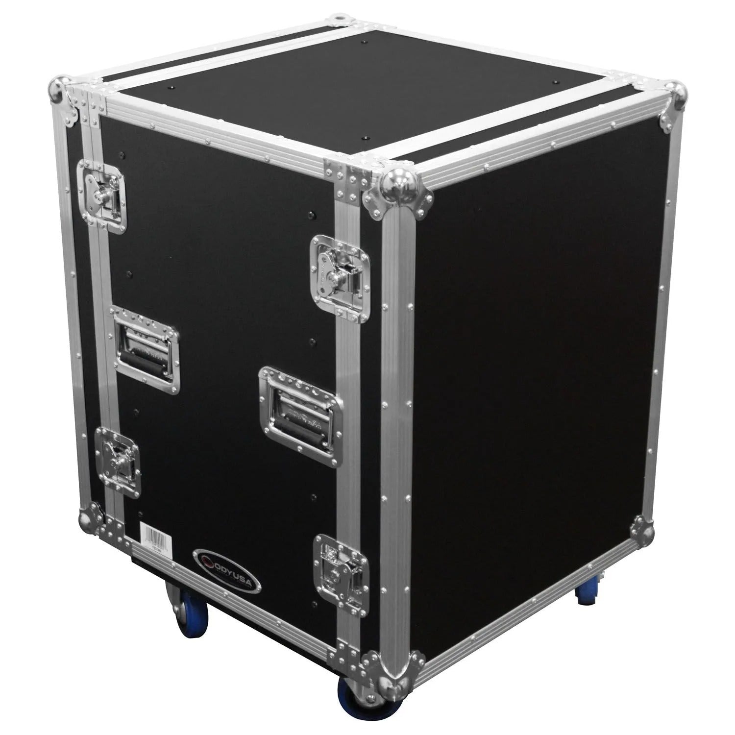 Odyssey FZS14W, 14U Shock Mount Rack Flight Case with Wheels - Hollywood DJ