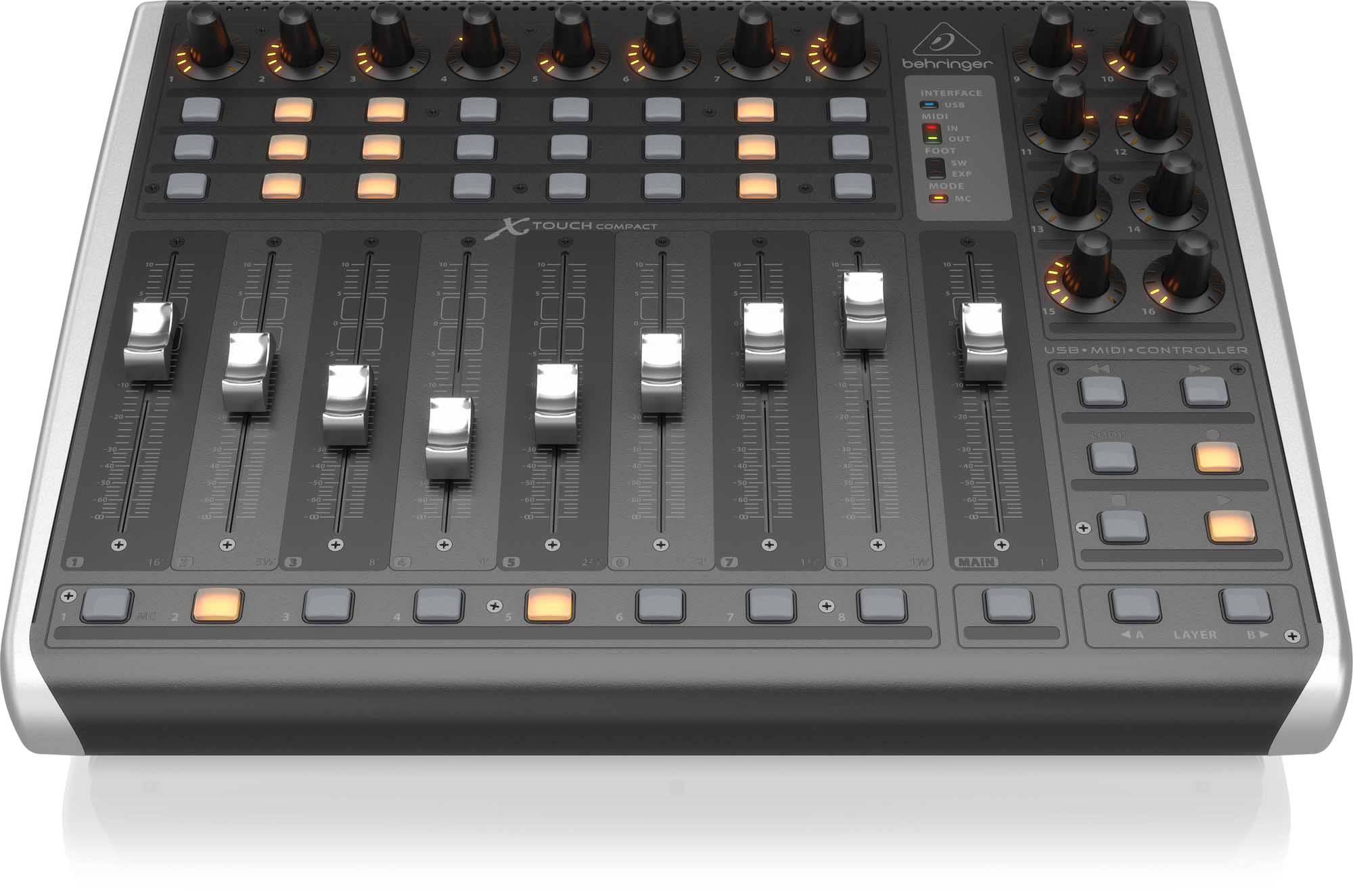 Behringer X Touch Compact Universal USB/MIDI Controller with 9 Touch-Sensitive Motor Faders - Hollywood DJ