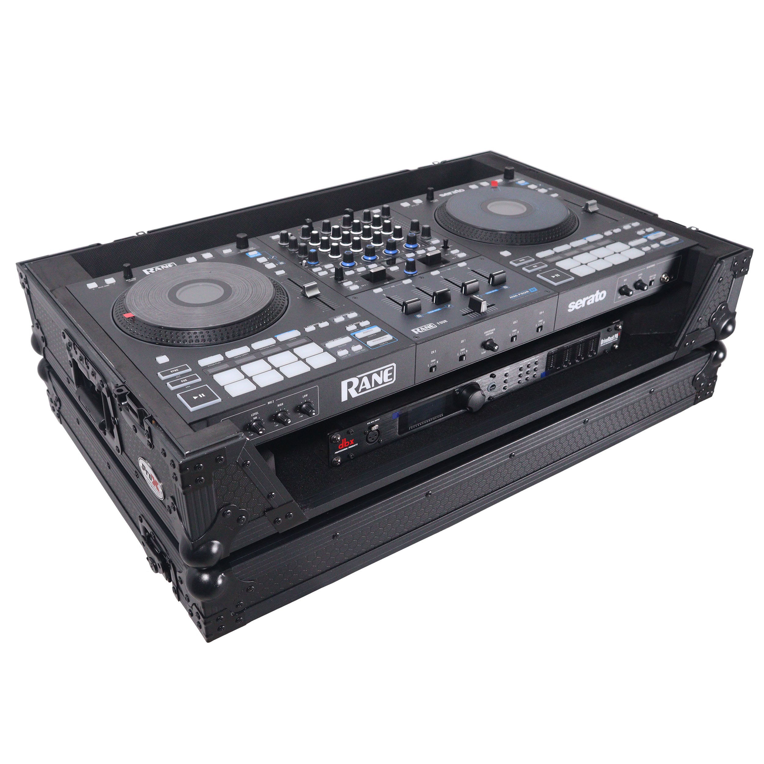 ProX XS-RANEFOURWBL, ATA Flight Style Road Case for RANE Four DJ Controller with 1U Rack Space and Wheels - Black Finish ProX Cases
