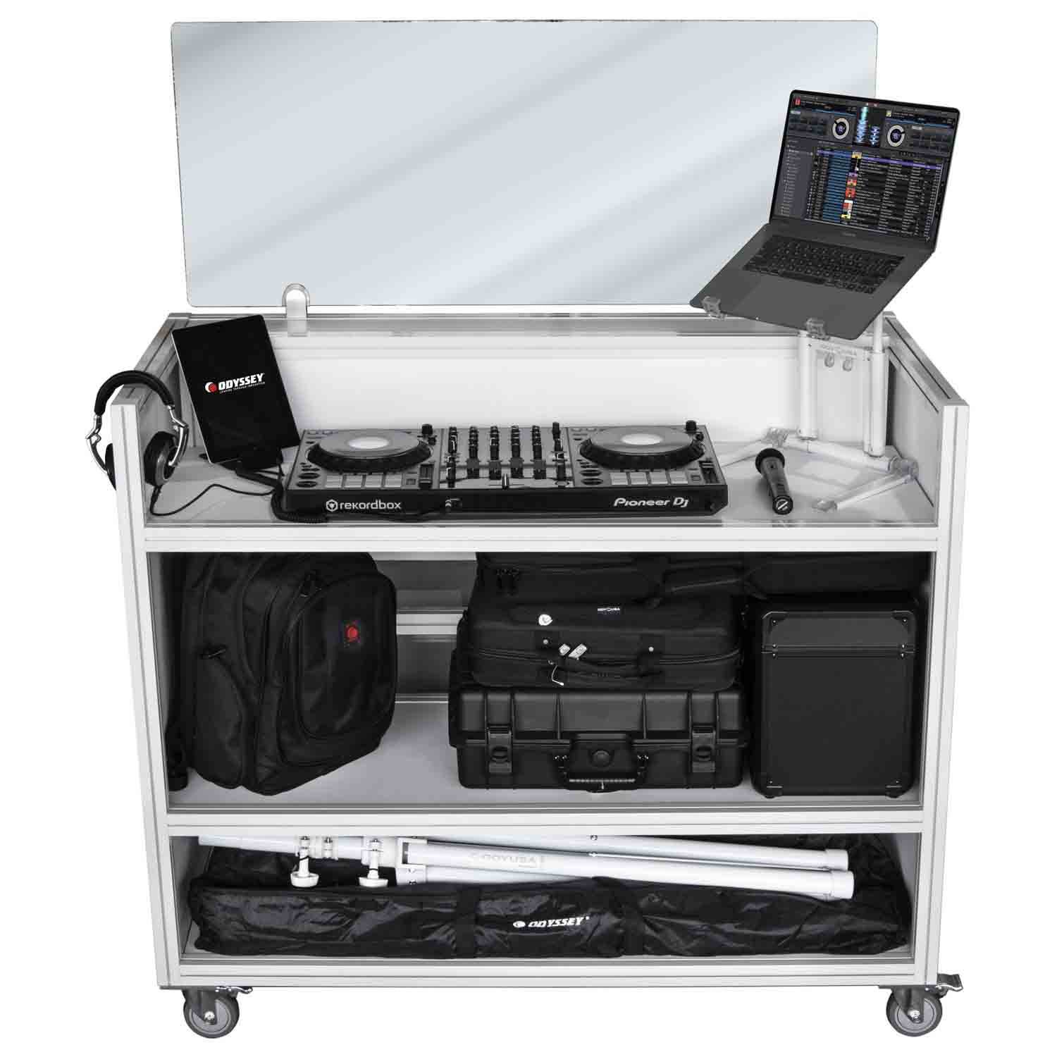 Odyssey MDJ55W Majestic Portable DJ Booth with 55″ Flat Screen Monitor Cabinet - Hollywood DJ