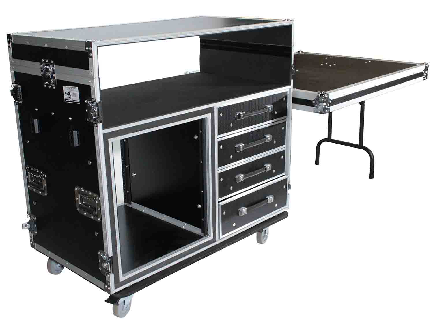 ProX XS-12U4DTWCO Dual-Table Case and Mixing Console Workstation with Casters - Hollywood DJ