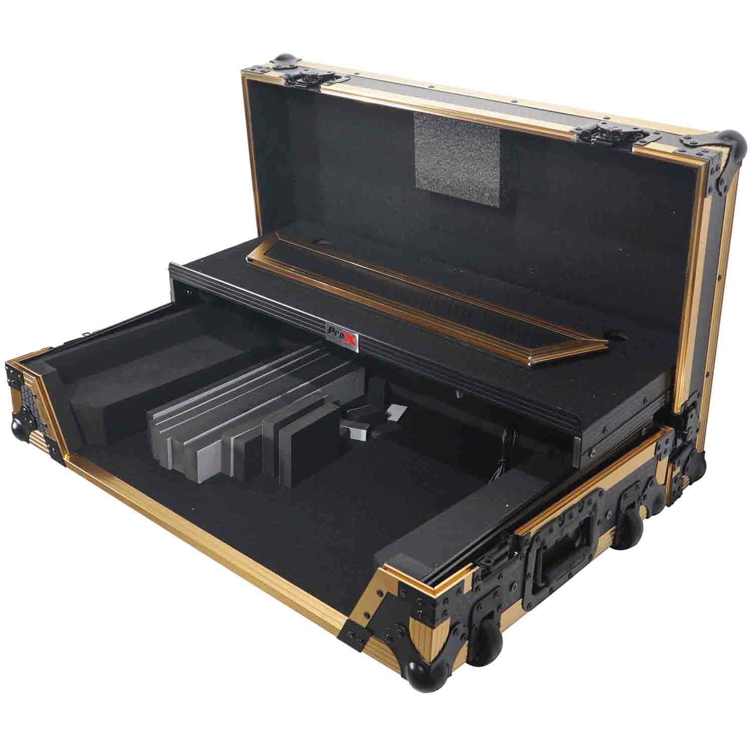 B-Stock: ProX XS-DDJ1000 WLT FGLD DJ Flight Case for Pioneer DDJ-1000 SRT SX3 with Laptop Shelf and Wheels - Hollywood DJ