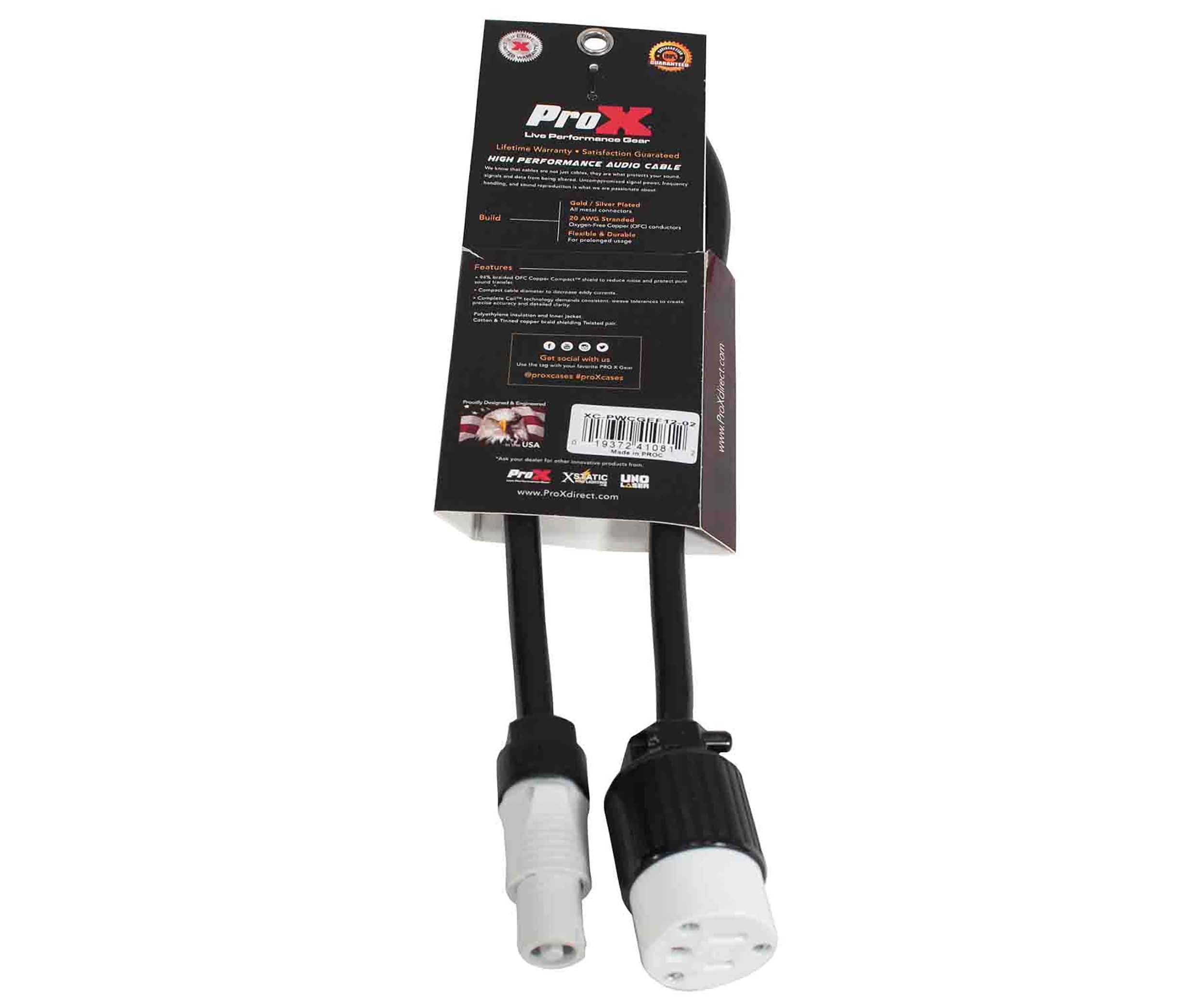 ProX XC-PWCGEF12-02, 12AWG Gray to 120 VAC NEMA15R Female Edison Power for Powercon Compatible Devices - 2 Feet by ProX Cases