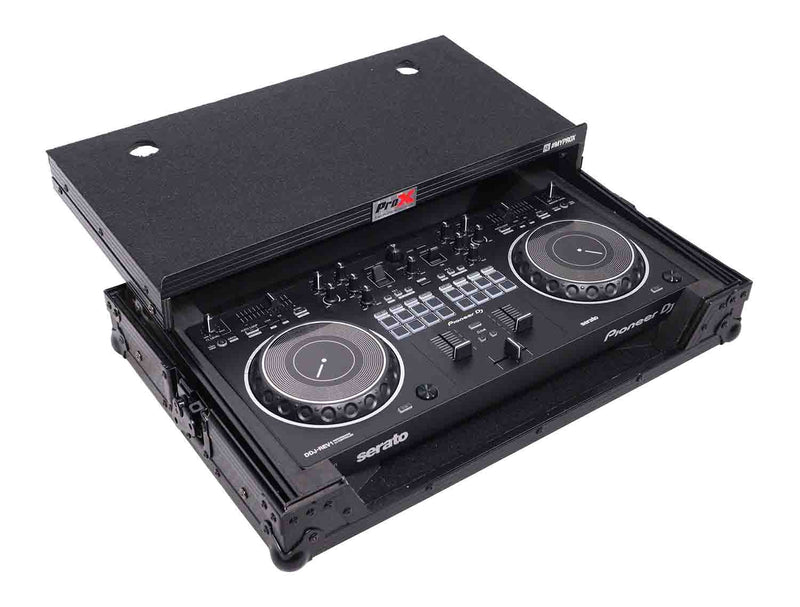 Prox X-DDJREV1LTBL Flight Case for Pioneer DDJ-REV1 Digital Controller Black on Black with Sliding Laptop Shelf